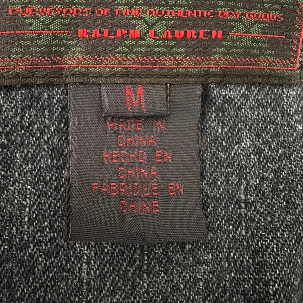 Vintage 90s Ralph Lauren Denim Jacket Zip Up Moto Utility Tailored Designer - Picture 6 of 13